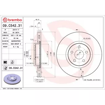 Jeu de 2 disques de frein arrière BREMBO