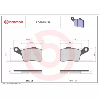 Jeu de 4 plaquettes de frein avant BREMBO 07BB3590