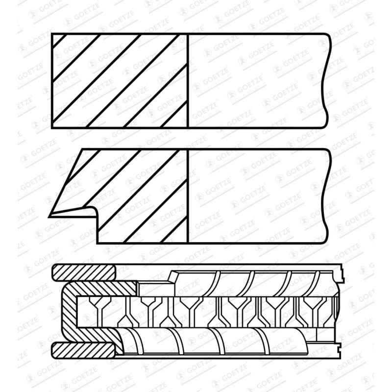 Jeu de segments de pistons GOETZE ENGINE 08-444807-10 - Visuel 1