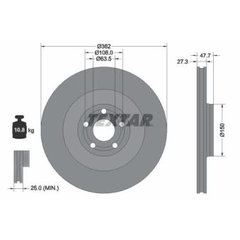 Jeu de 2 disques de frein avant TEXTAR 92350805