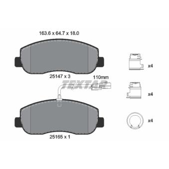 Jeu de 4 plaquettes de frein avant TEXTAR 2514706