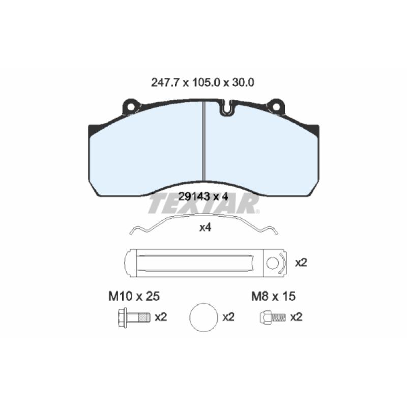 Jeu de 4 plaquettes de frein arrière TEXTAR 2914302 - Visuel 1