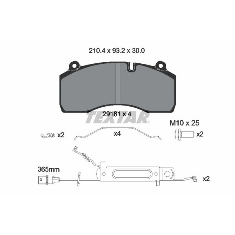 Jeu de 4 plaquettes de frein avant TEXTAR 2918101 - Visuel 1