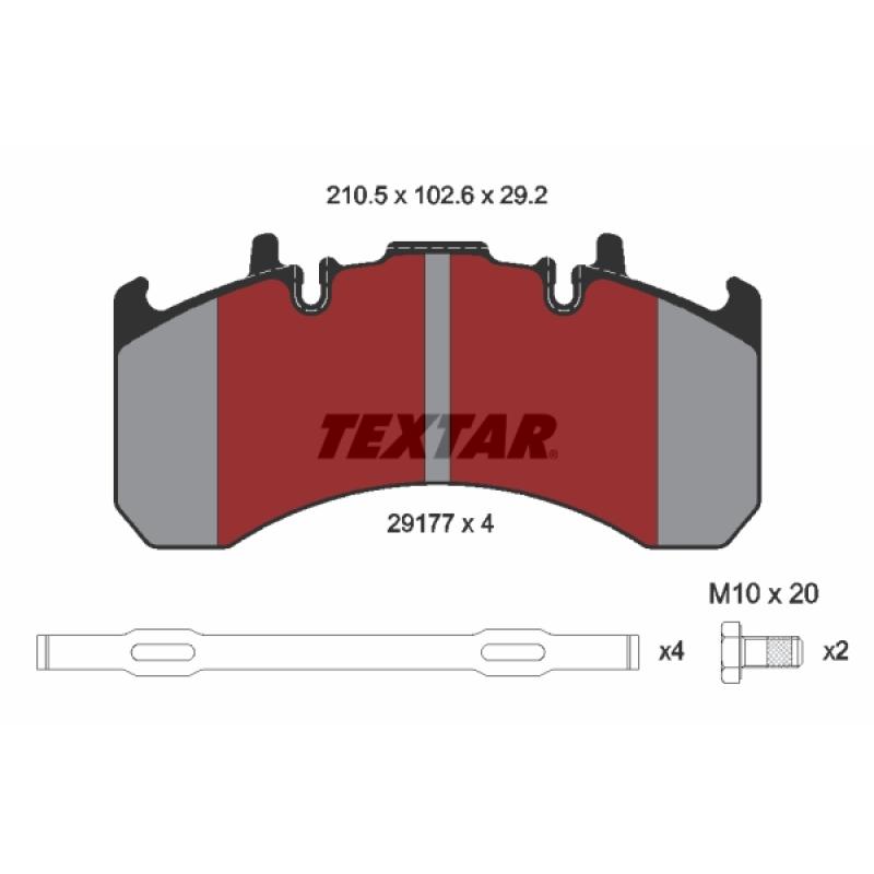 Jeu de 4 plaquettes de frein arrière TEXTAR 2917704 - Visuel 1