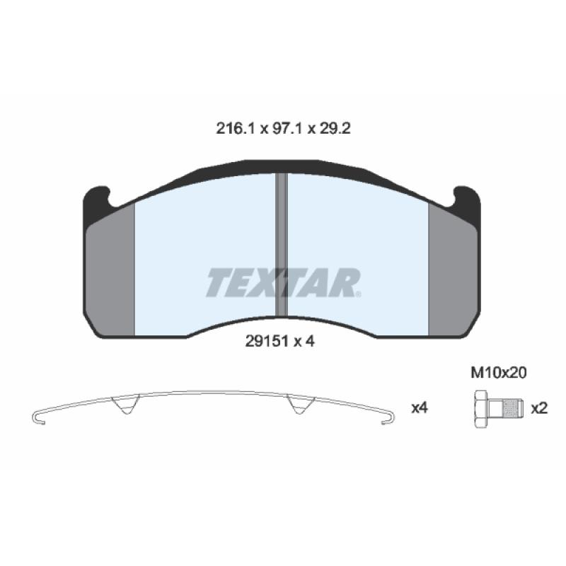 Jeu de 4 plaquettes de frein arrière TEXTAR 2915102 - Visuel 1
