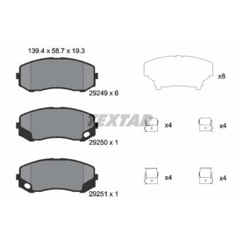 Jeu de 4 plaquettes de frein avant TEXTAR 2924901
