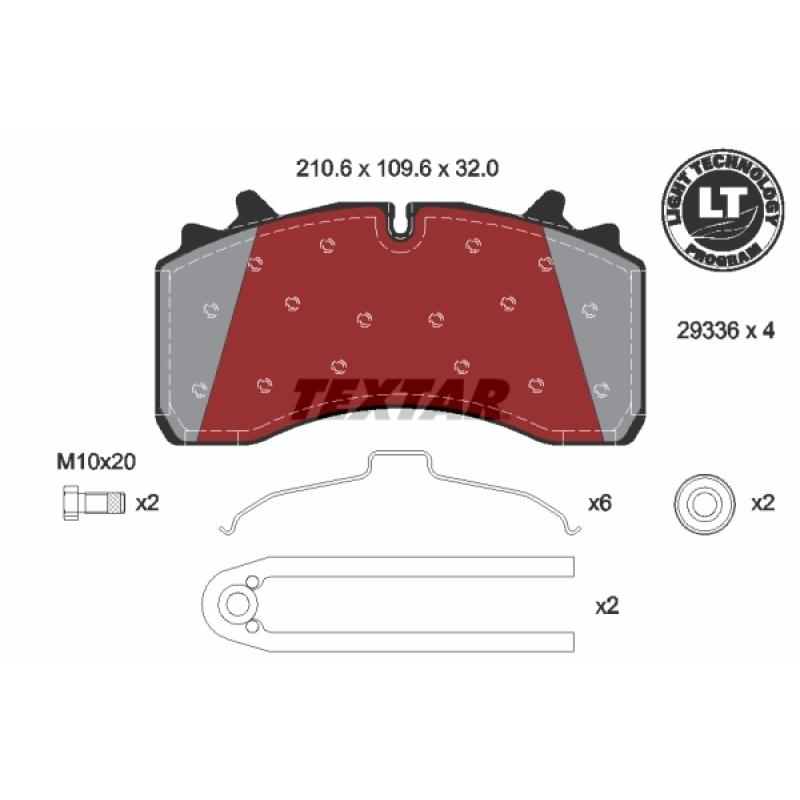 Jeu de 4 plaquettes de frein arrière TEXTAR 2933601 - Visuel 1