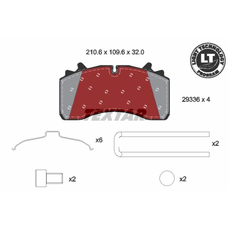 Jeu de 4 plaquettes de frein arrière TEXTAR 2933606 - Visuel 1