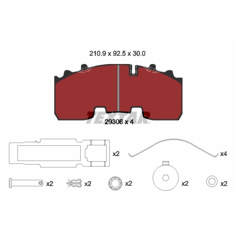 Jeu de 4 plaquettes de frein arrière TEXTAR 2930601 - Visuel 1
