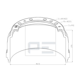 Tambour de frein PE Automotive 126.074-00A