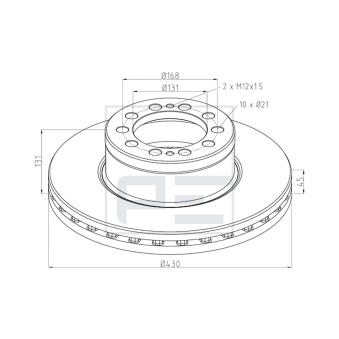 Jeu de 2 disques de frein avant PE Automotive 016.678-00A