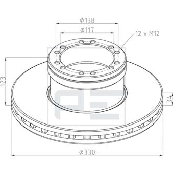 Jeu de 2 disques de frein avant PE Automotive 106.206-00A