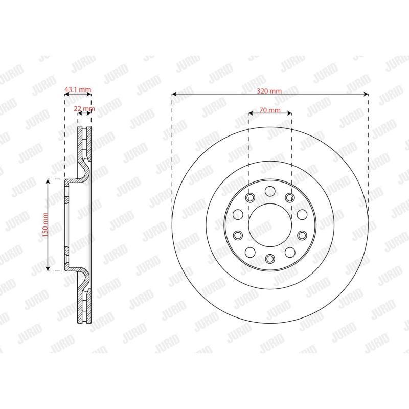 Jeu de 2 disques de frein avant JURID 563681JC - Visuel 1