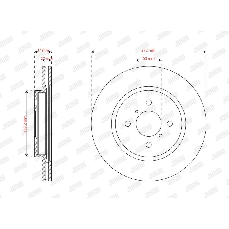 Jeu de 2 disques de frein avant JURID 563816JC - Visuel 1