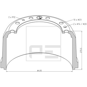 Tambour de frein PE Automotive 466.000-00A
