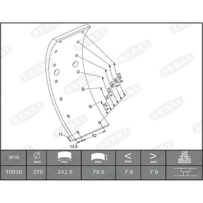 Kit de garnitures de frein, frein à tambour BERAL KBL15030.0-1561 - Visuel 1