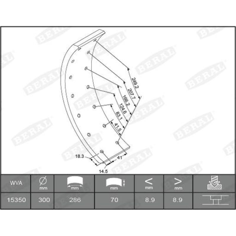 Garniture de sabot de frein BERAL KBL15349.0-1549 - Visuel 1