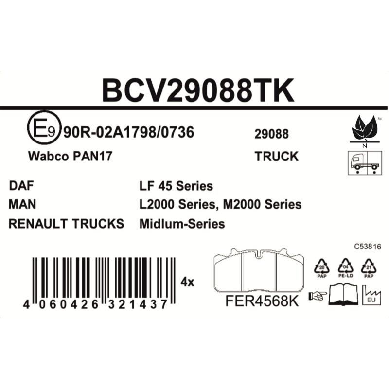 Jeu de 4 plaquettes de frein BERAL BCV29088TK - Visuel 3