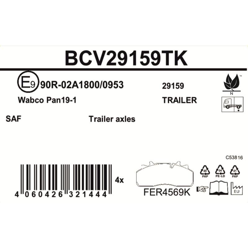 Jeu de 4 plaquettes de frein arrière BERAL BCV29159TK - Visuel 2
