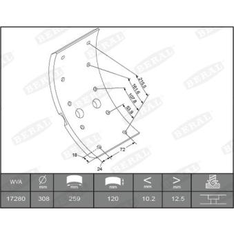 Garniture de sabot de frein BERAL KBL17280.4-1561