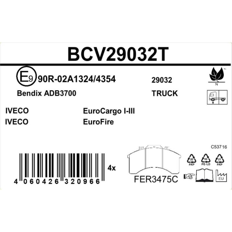 Jeu de 4 plaquettes de frein avant BERAL BCV29032T - Visuel 2