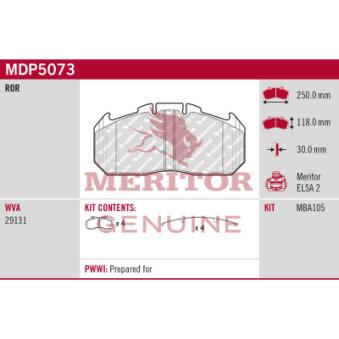 Jeu de 4 plaquettes de frein avant MERITOR MDP5073
