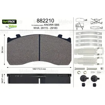 Jeu de 4 plaquettes de frein avant VALEO 882210