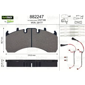 Jeu de 4 plaquettes de frein arrière VALEO 882247