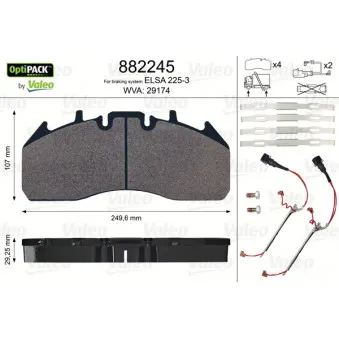 Jeu de 4 plaquettes de frein avant VALEO 882245