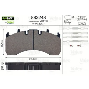 Jeu de 4 plaquettes de frein arrière VALEO 882248