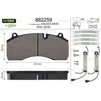Jeu de 4 plaquettes de frein arrière VALEO 882259