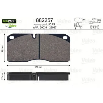 Jeu de 4 plaquettes de frein avant VALEO 882257