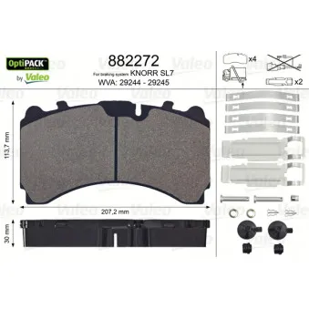 Jeu de 4 plaquettes de frein arrière VALEO 882272