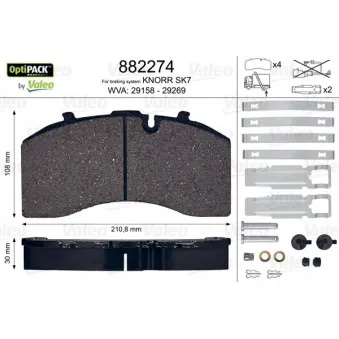 Jeu de 4 plaquettes de frein arrière VALEO
