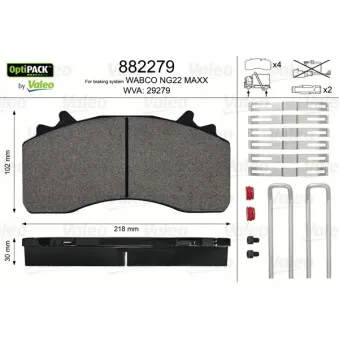 Jeu de 4 plaquettes de frein avant VALEO 882279