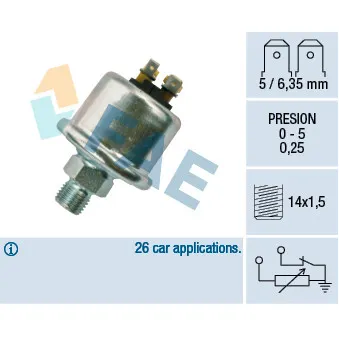 Capteur, pression d'huile FAE