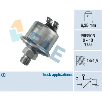 Capteur, pression d'huile FAE