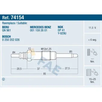 Bougie de préchauffage FAE