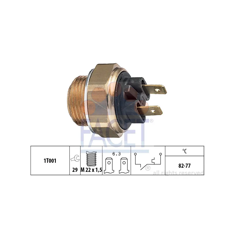 Interrupteur de température, ventilateur de radiateur FACET 7.5030