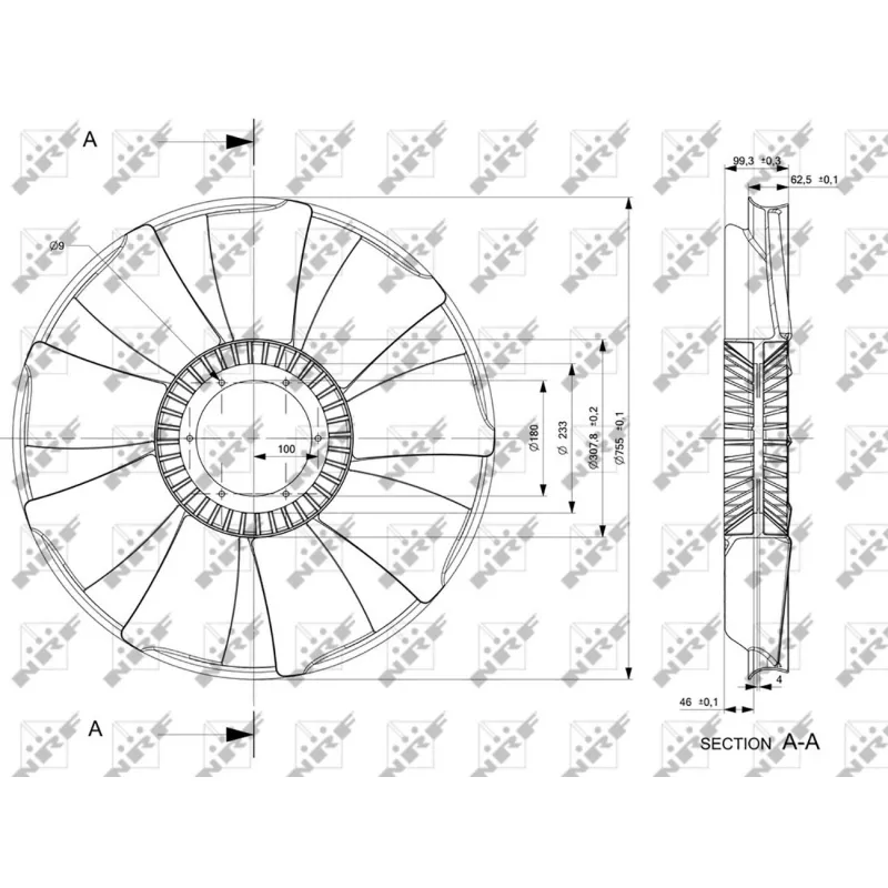 Roue du souffleur, refroidissementdu moteur NRF 49829