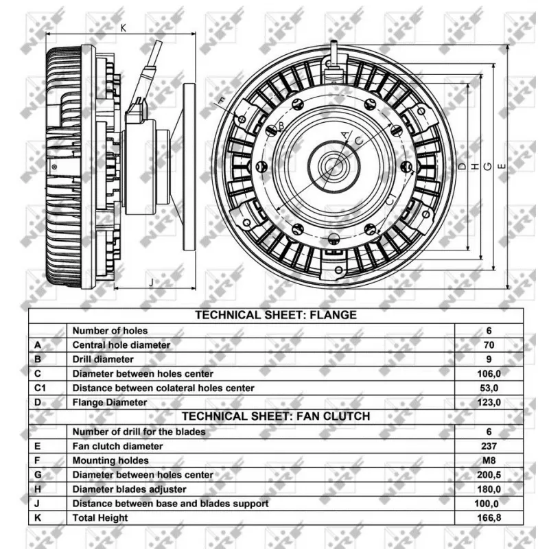 Embrayage, ventilateur de radiateur NRF 49012