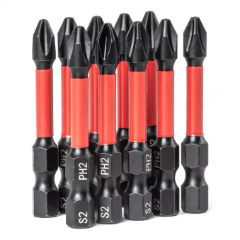 Ensemble d'embouts Torsion PH2 1/4" 50mm 10 pièces AMIO 04784