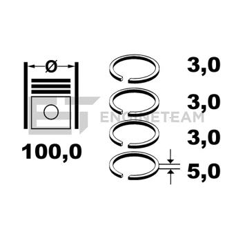 Jeu de segments de pistons ET ENGINETEAM R1011200