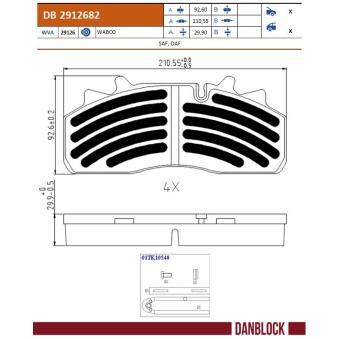 Jeu de 4 plaquettes de frein DANBLOCK DB 2912682