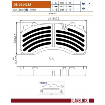 Jeu de 4 plaquettes de frein DANBLOCK DB 2914282