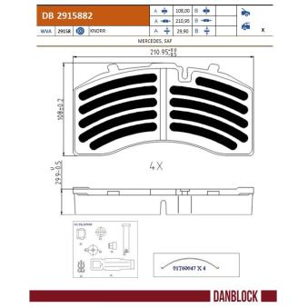 Jeu de 4 plaquettes de frein avant DANBLOCK DB 2915882
