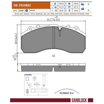 Jeu de 4 plaquettes de frein avant DANBLOCK DB 2910882