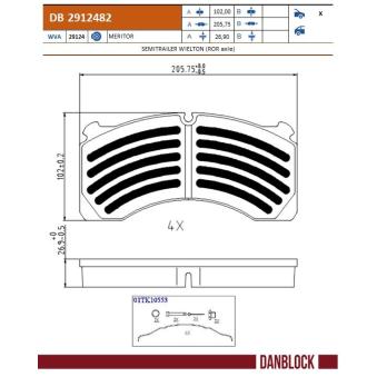 Jeu de 4 plaquettes de frein avant DANBLOCK DB 2912482