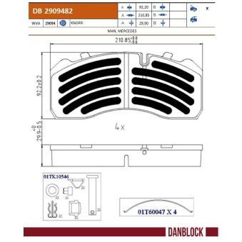 Jeu de 4 plaquettes de frein avant DANBLOCK DB 2909482