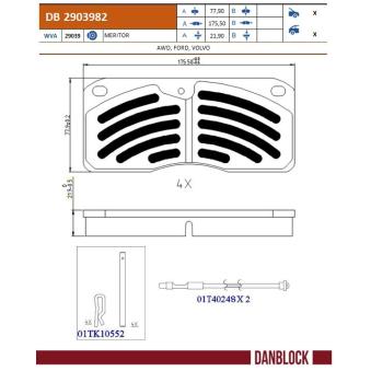 Jeu de 4 plaquettes de frein DANBLOCK DB 2903982